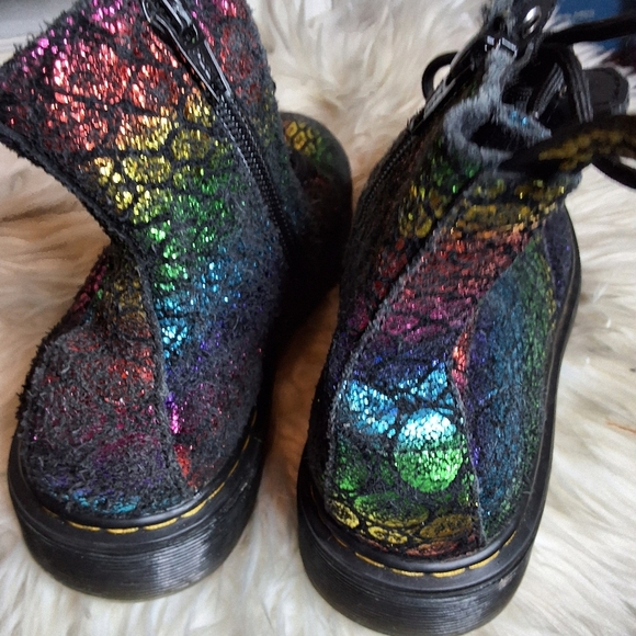 Dr. Martens iridescent croc pascal 1460 lace/ zip combat boots 3 - Picture 5 of 11